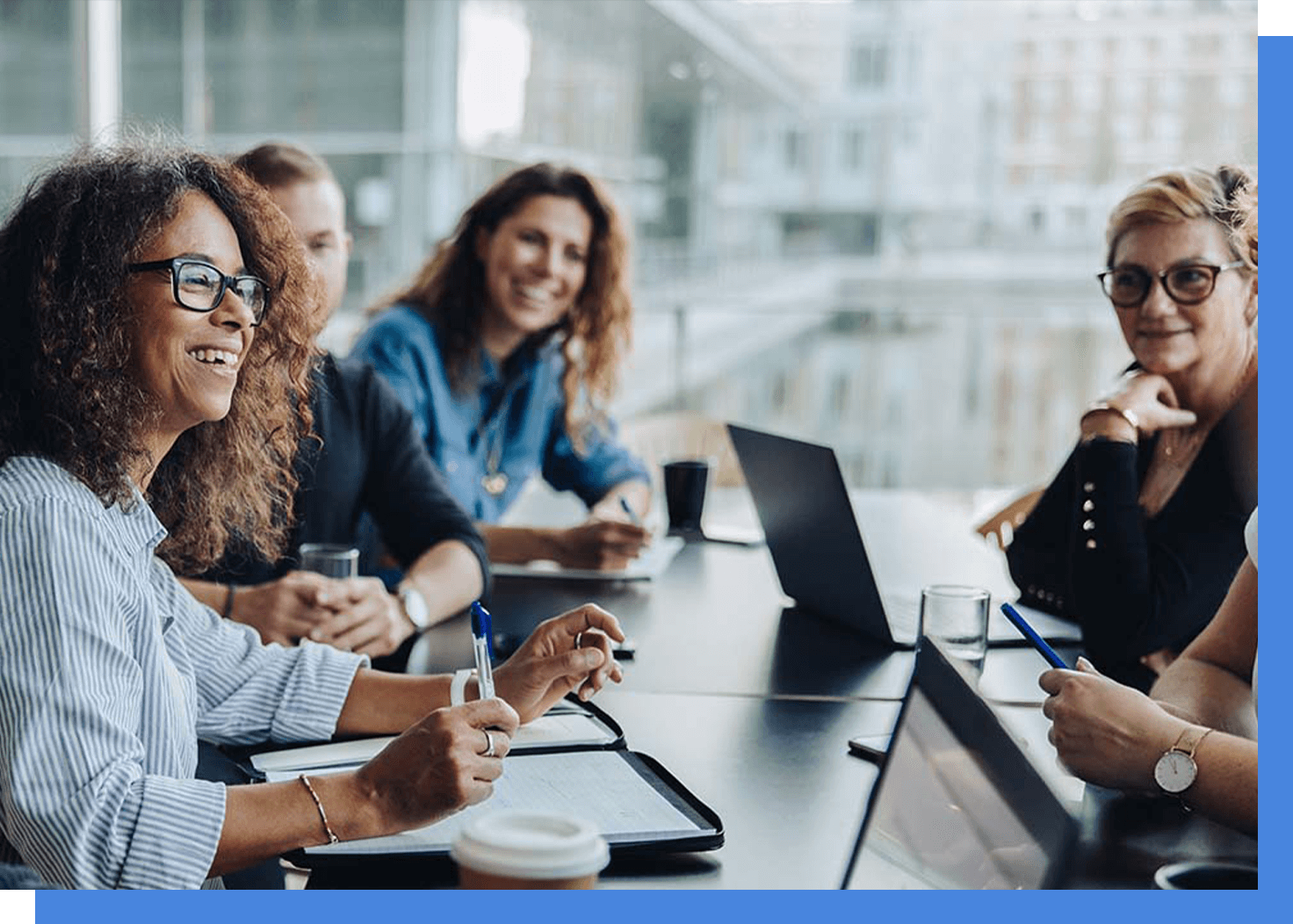 group laughing at work