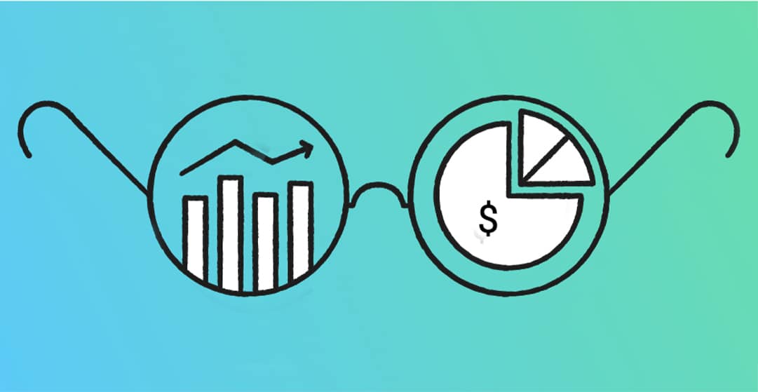 glasses with financial images