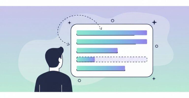 Illustration of an agency leader looking at a dashboard with five data rows, where the fourth row is shown as a dashed outline indicating a missing answer, representing the planning gap.